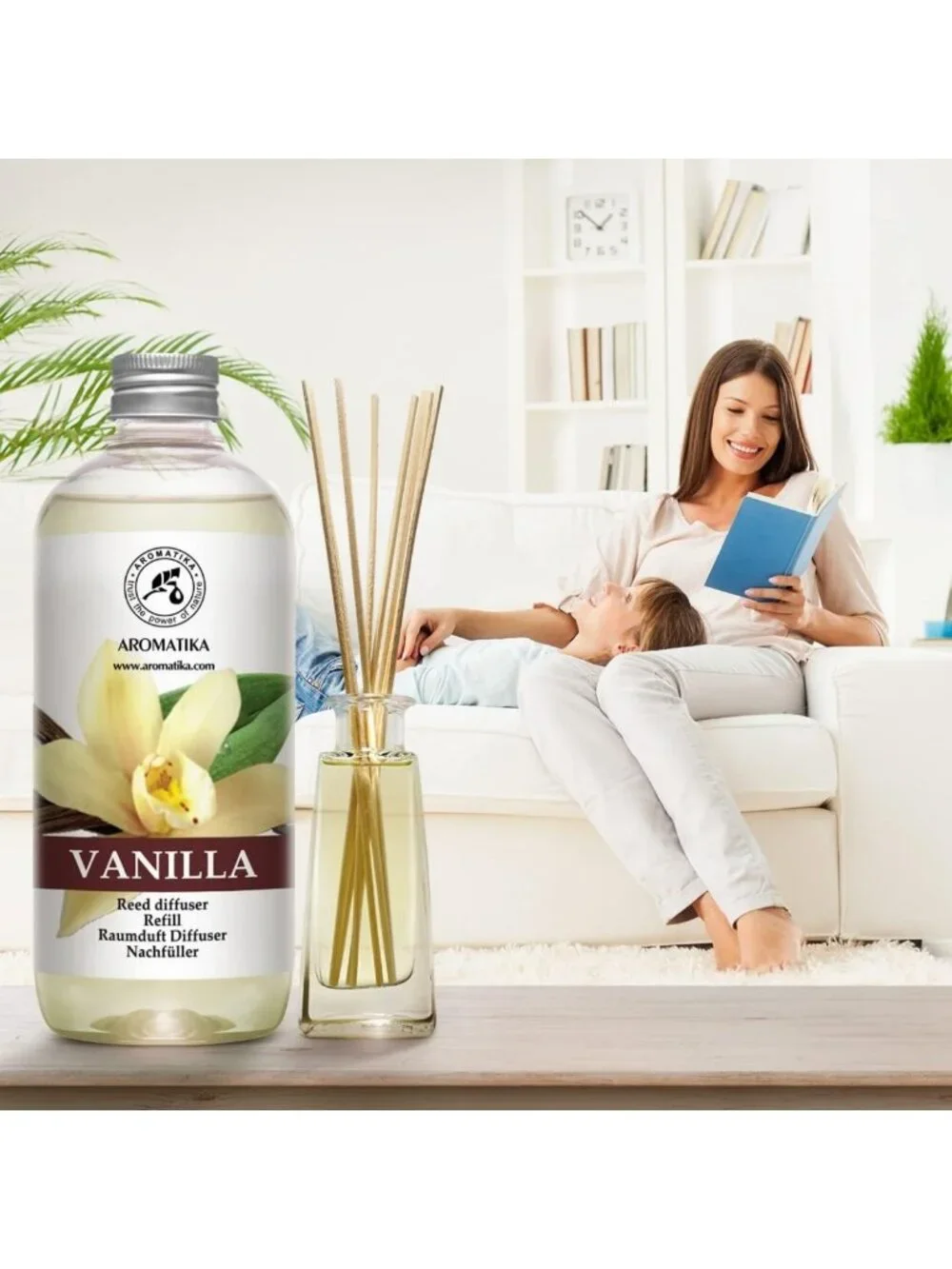Vanilla Scented Reed Diffuser Refill - 3x500ml Home Fragrance Oil - Long Lasting